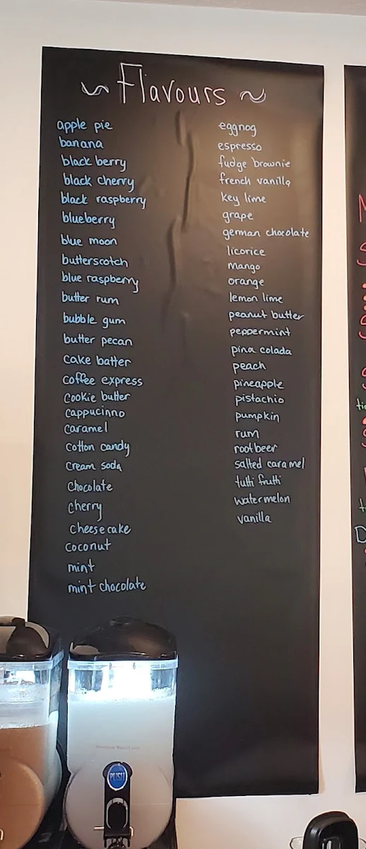 Menu, Scoops Dairy Bar Express