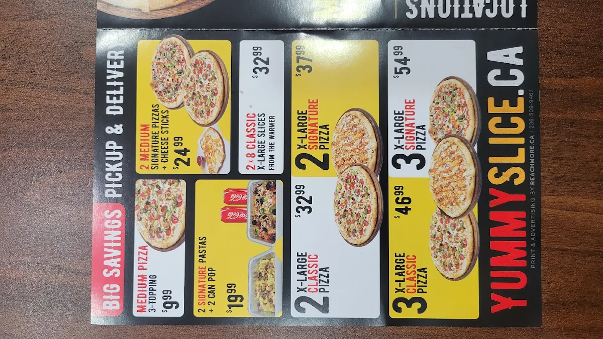Menu, Yummyslice Pizza