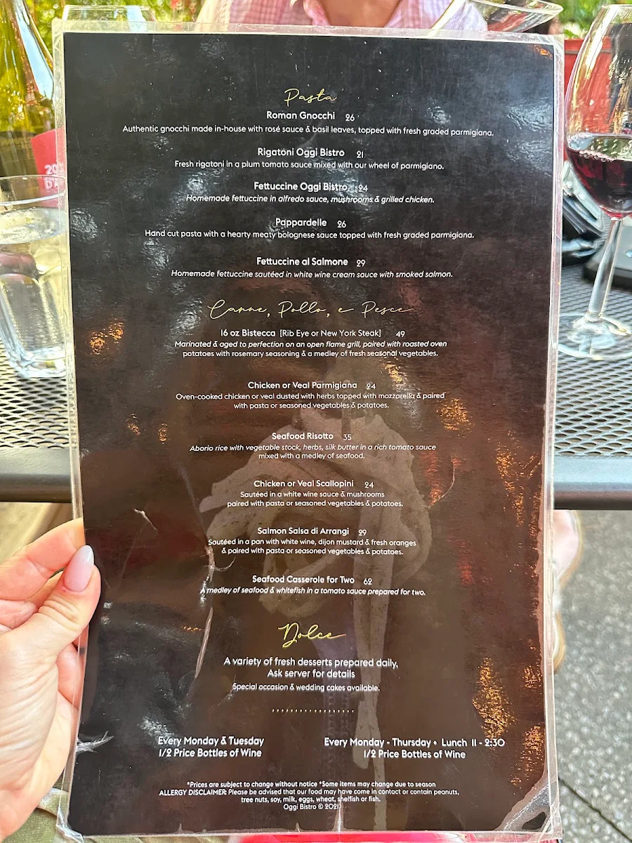 Menu, Oggi Bistro