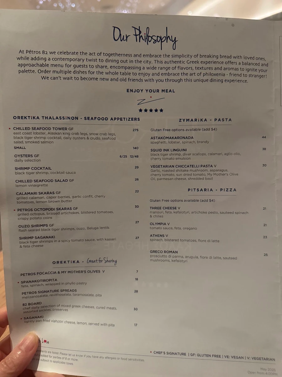 Menu, Petros82 Restaurant Don Mills