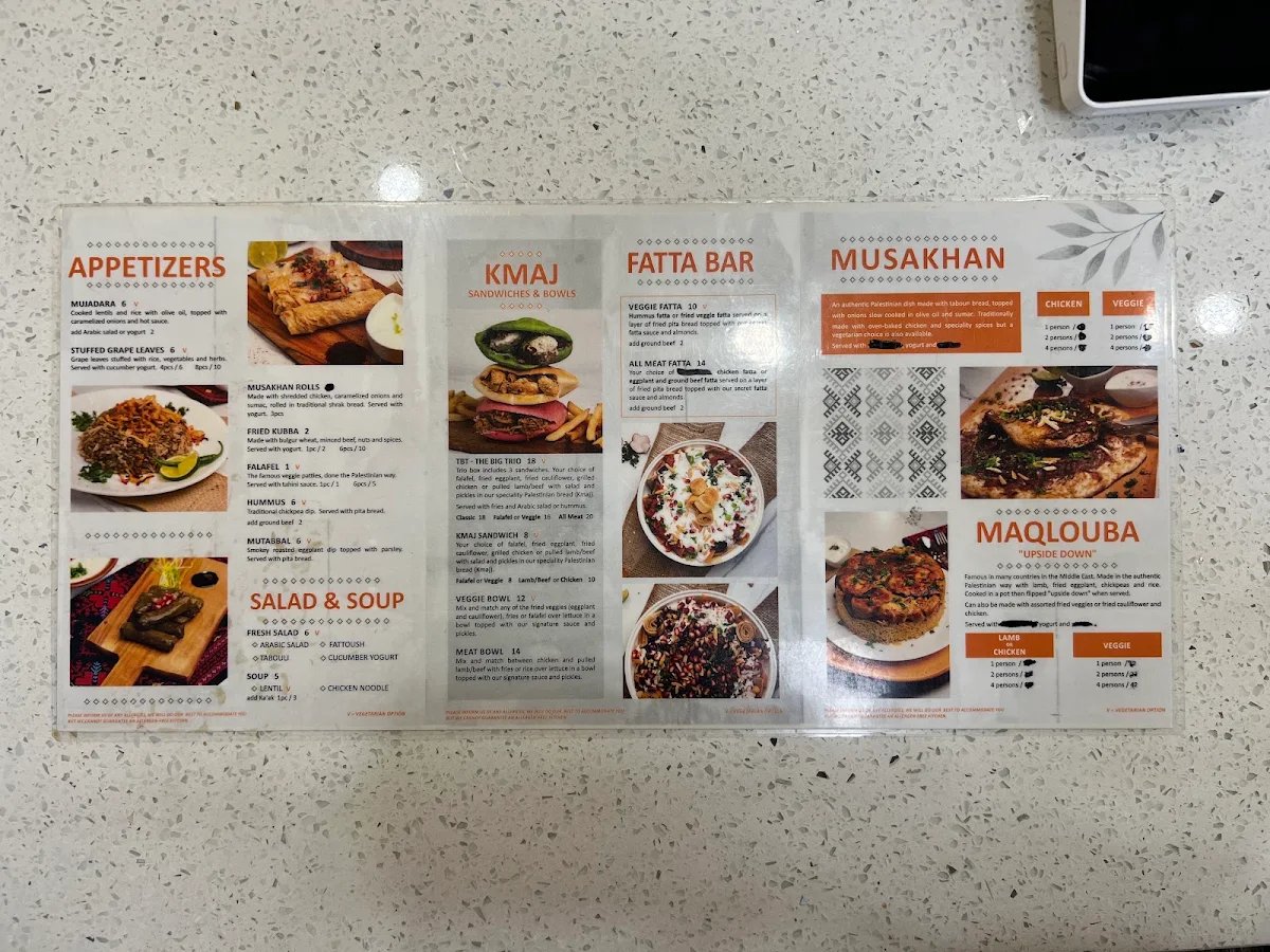 Menu, Yalla Nakol