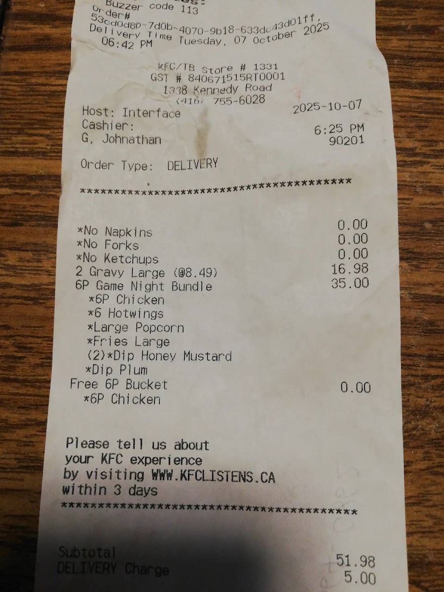 Menu, KFC