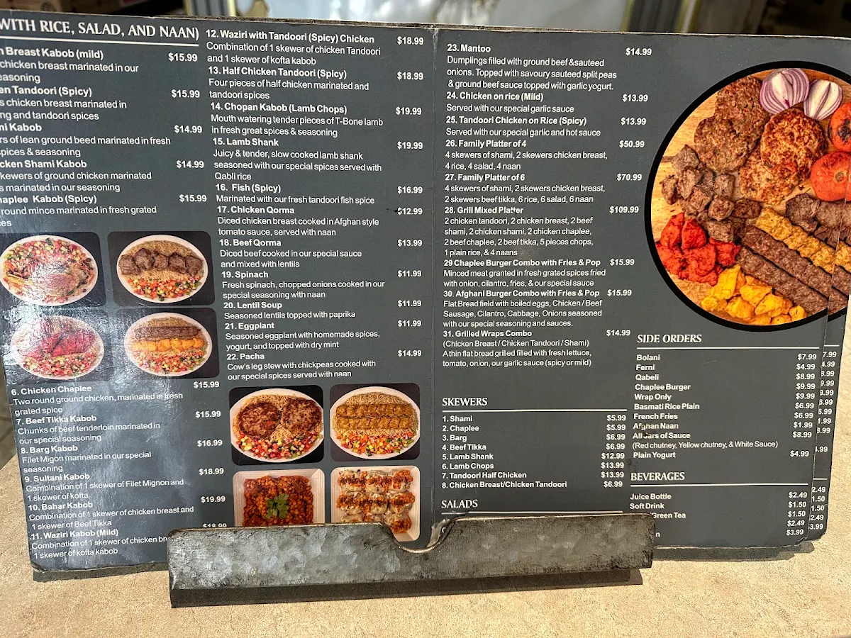 Menu, Afghan Grill