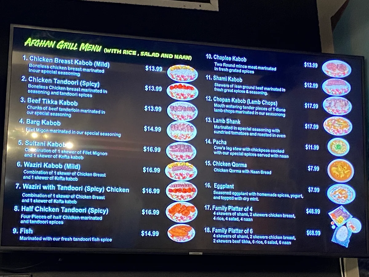 Menu, Afghan Grill