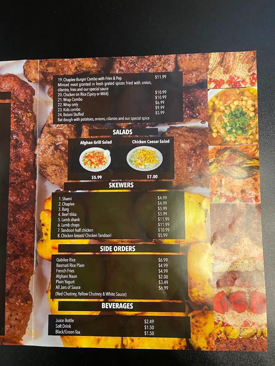 Menu, Afghan Grill