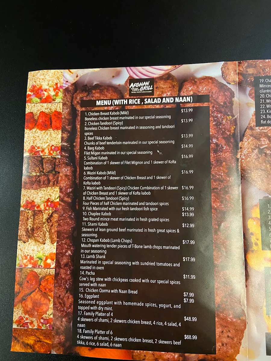 Menu, Afghan Grill