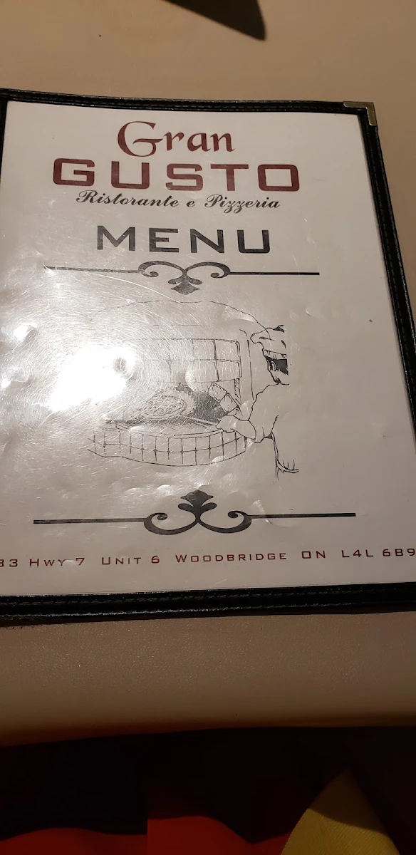 Menu, Gran Gusto Ristorante