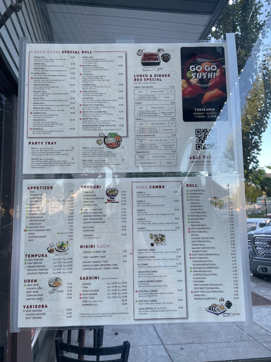 Menu, GoGo Sushi