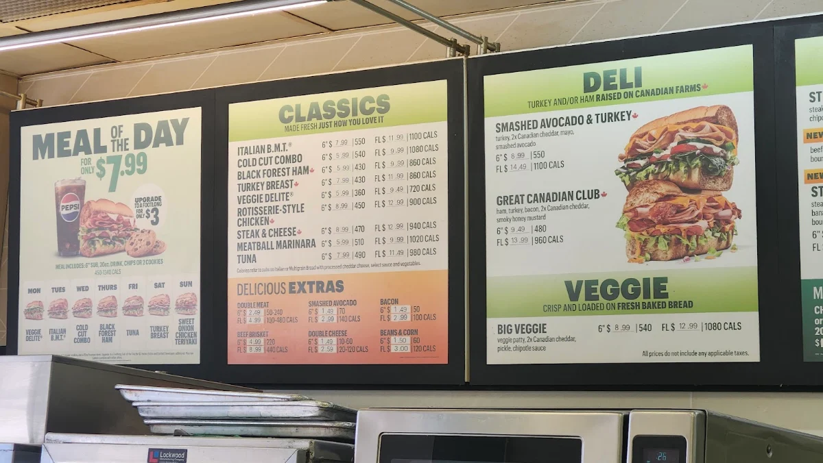 Menu, Subway