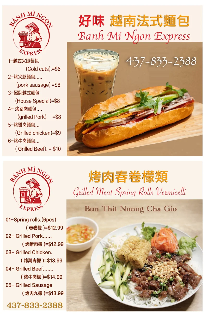 Menu, Banh Mi Ngon Express