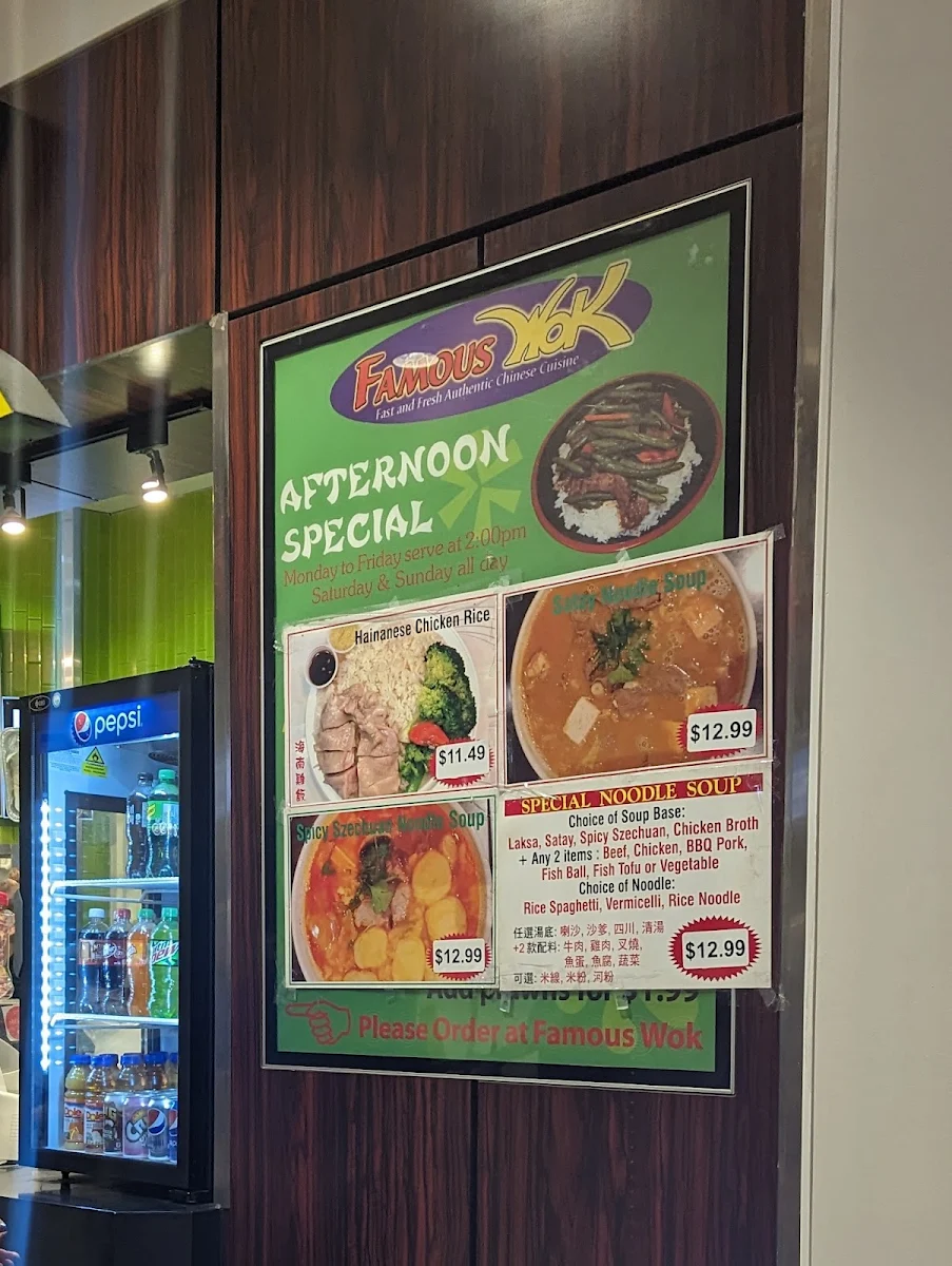 Menu, Famous Wok
