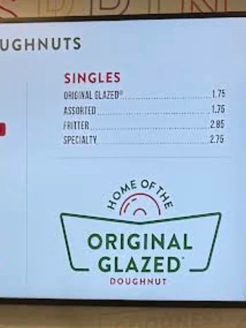 Menu, Krispy Kreme Café