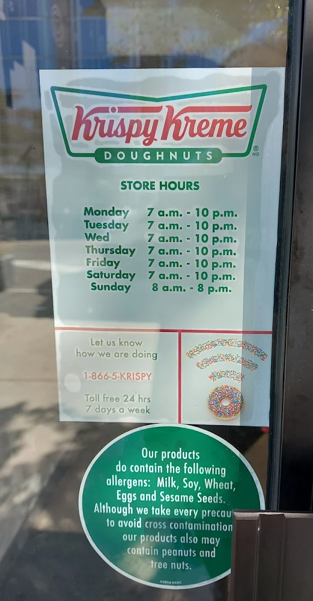 Menu, Krispy Kreme Café