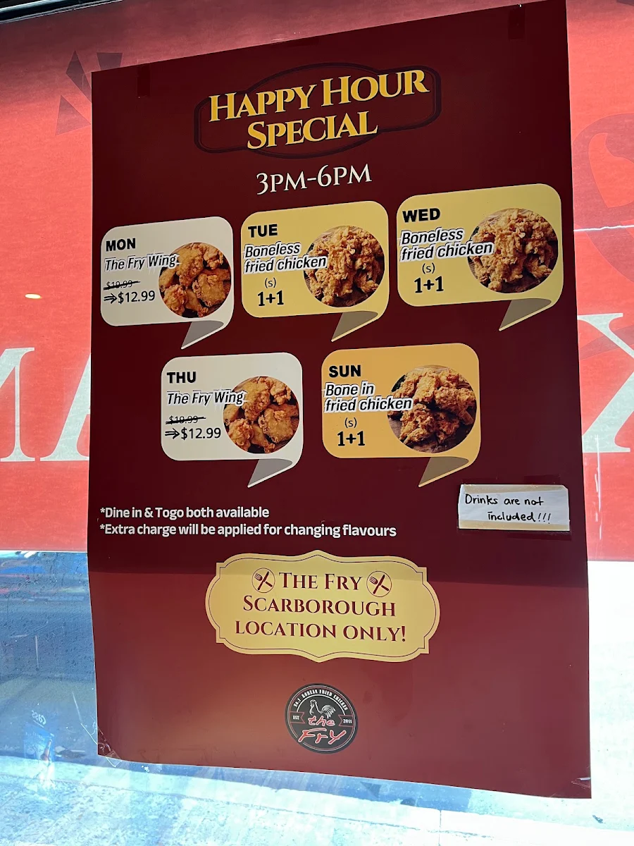 Menu, The Fry(Scarborough)
