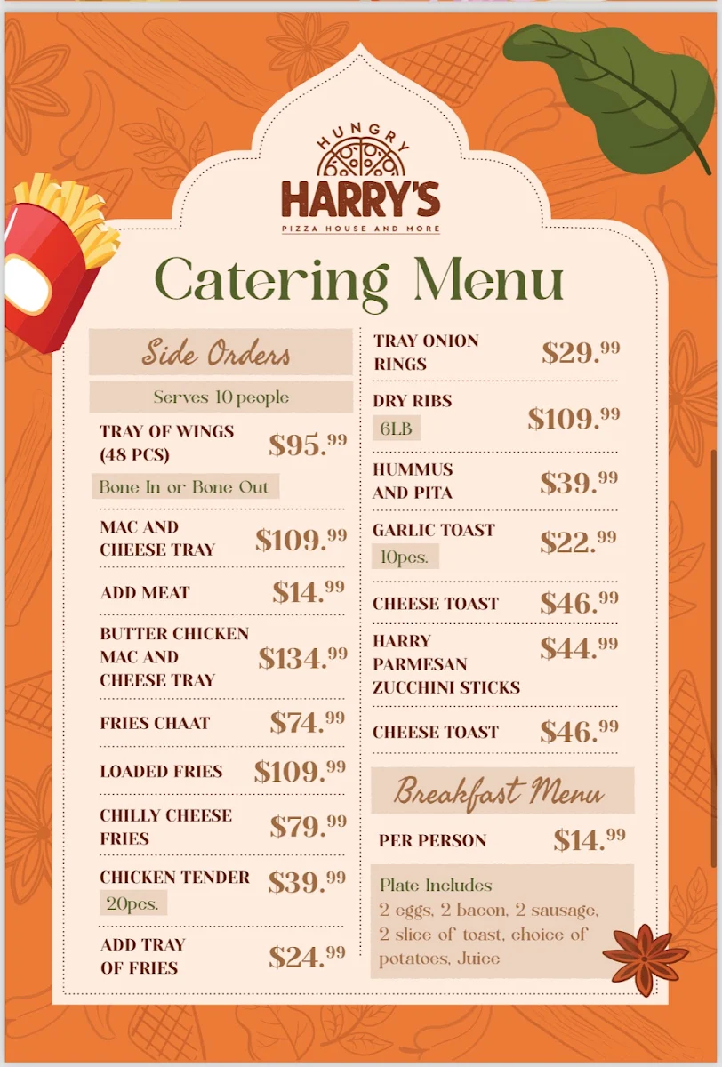 Menu, Hungry Harry's Pizza House & More