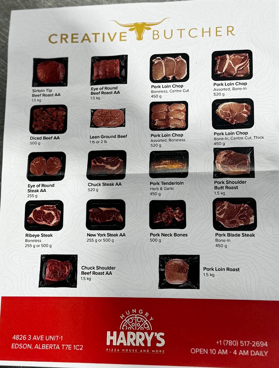 Menu, Hungry Harry's Pizza House & More
