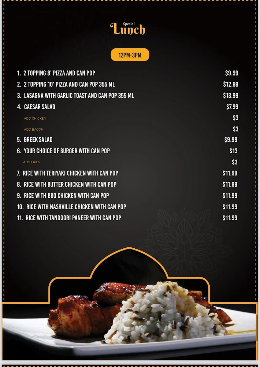Menu, Hungry Harry's Pizza House & More