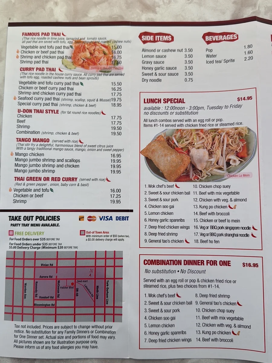 Menu, Wok Chef