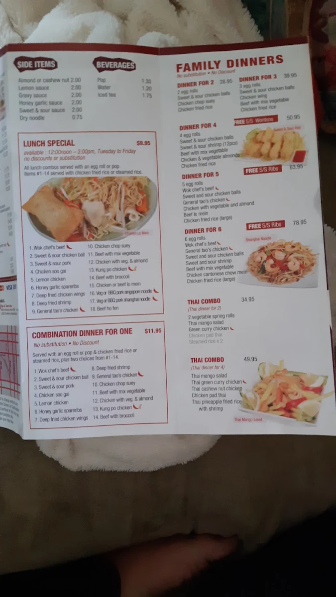 Menu, Wok Chef