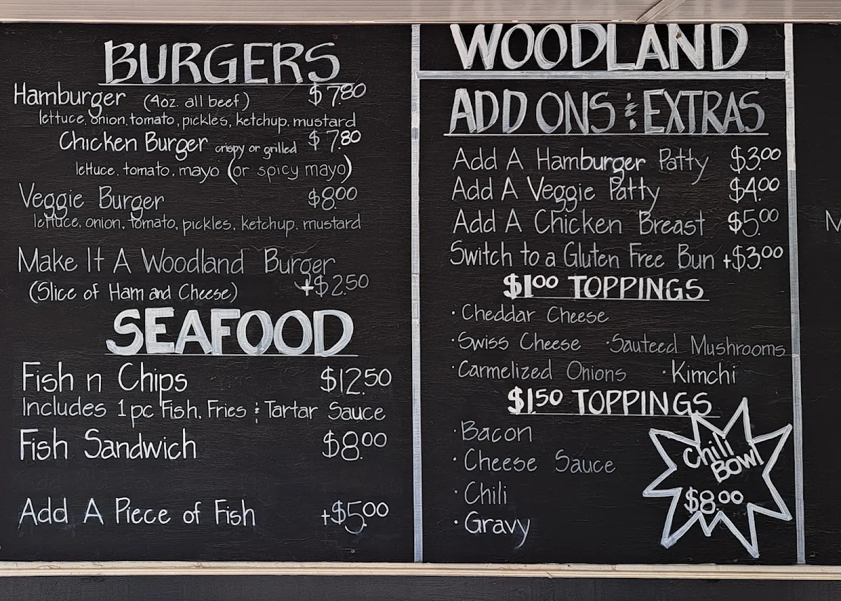 Menu, Woodland Drive-In