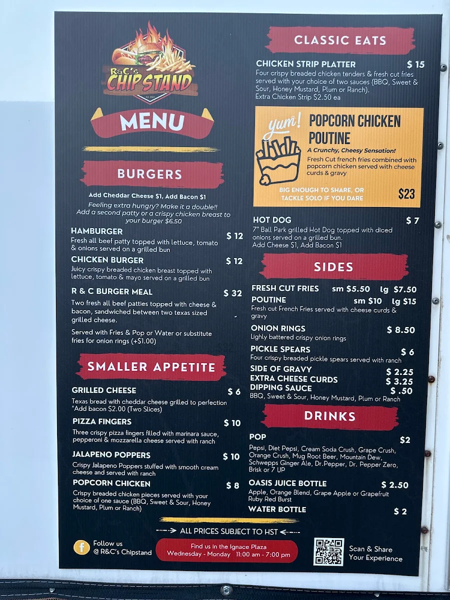 Menu, R&C’s Chip Stand