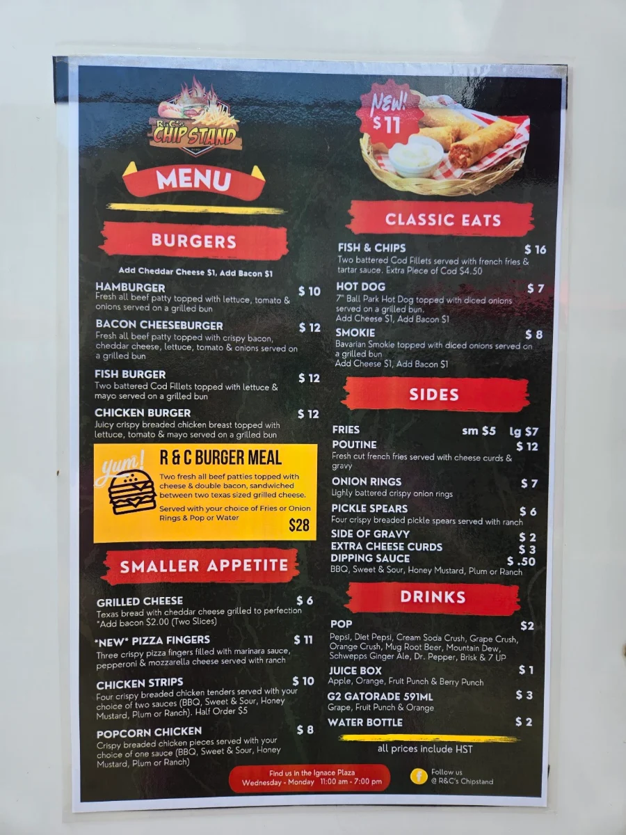 Menu, R&C’s Chip Stand