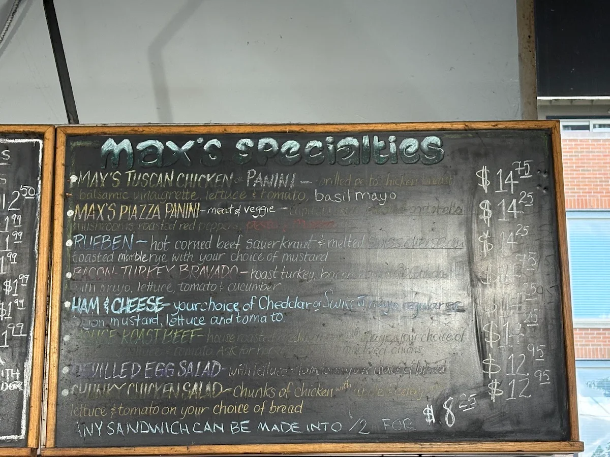 Menu, Max's Bakery & Delicatessen