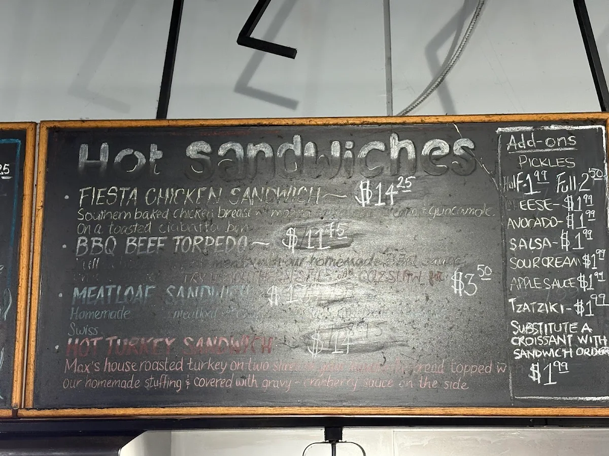 Menu, Max's Bakery & Delicatessen