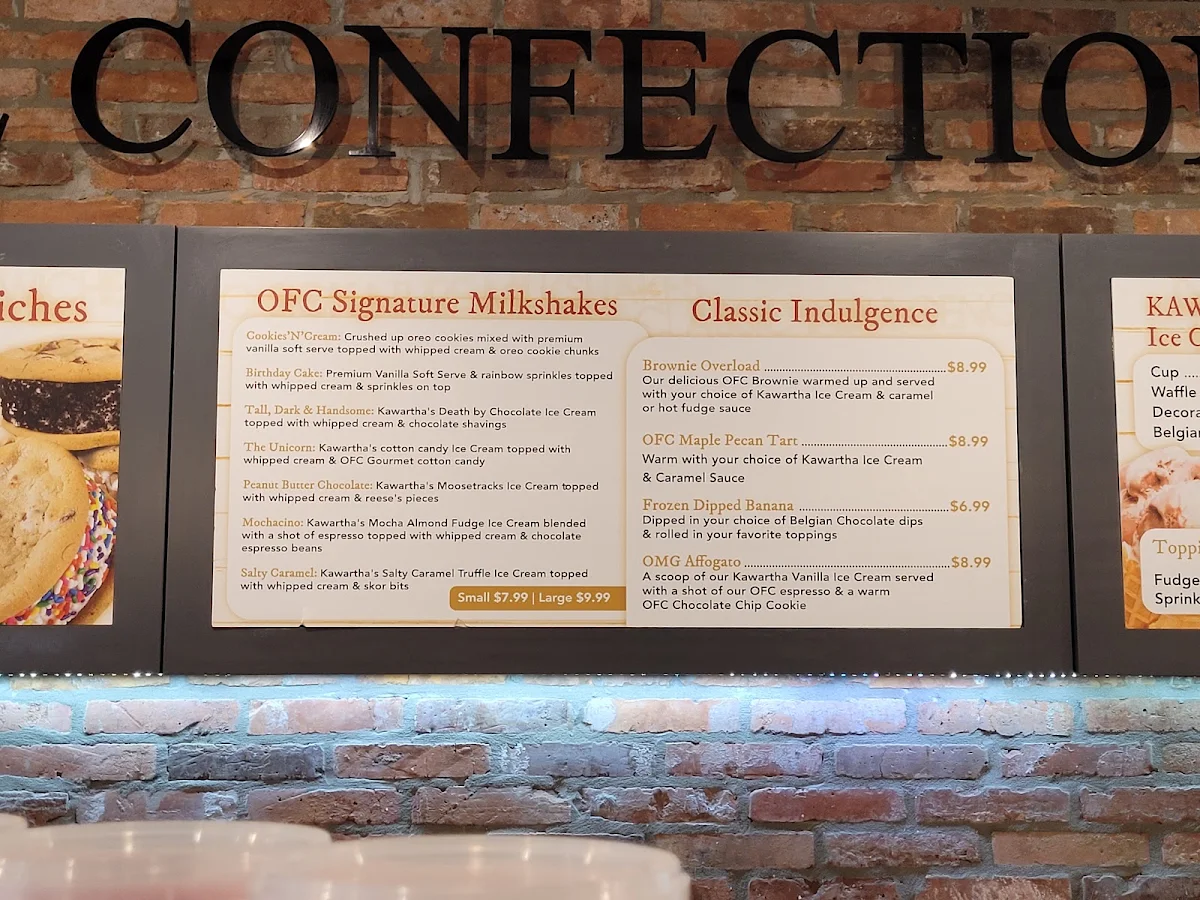Menu, Old Firehall Confectionery