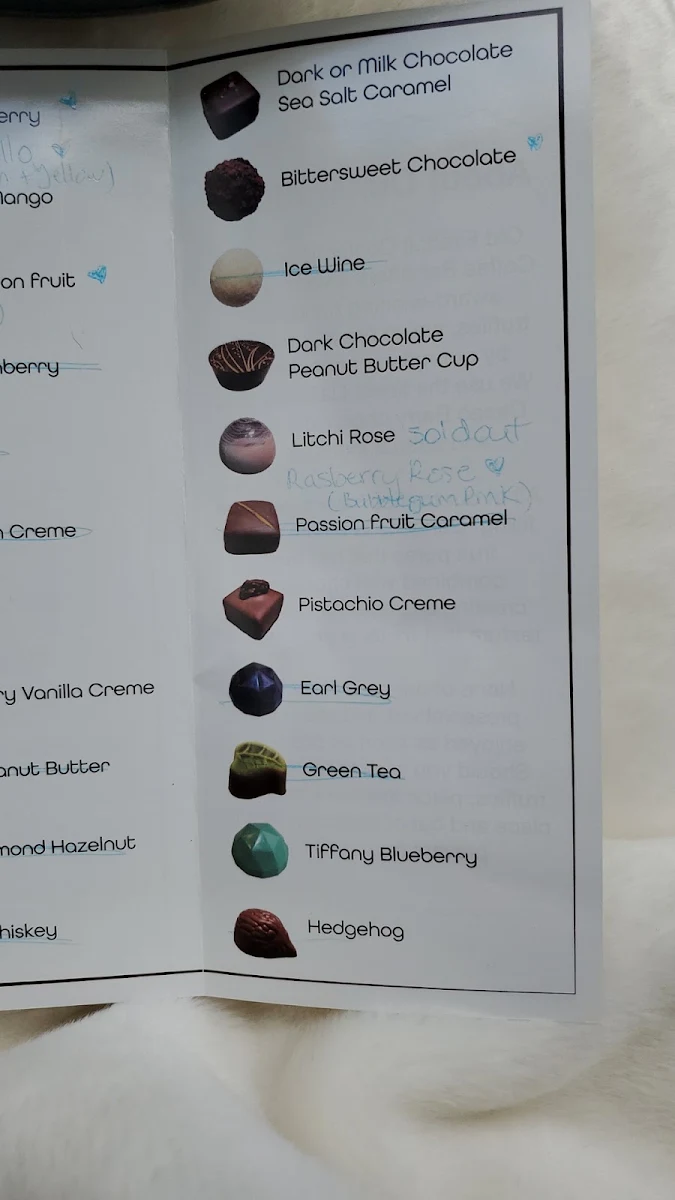 Menu, Old Firehall Confectionery