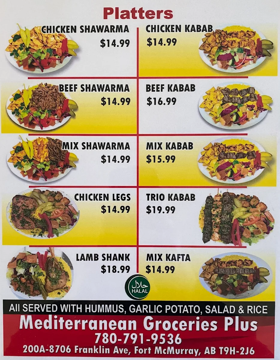 Menu, Mediterranean Grill and Shawarma