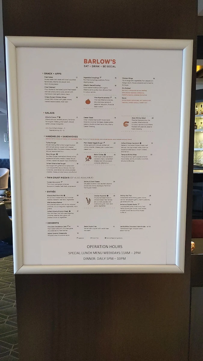 Menu, Henry's Pub