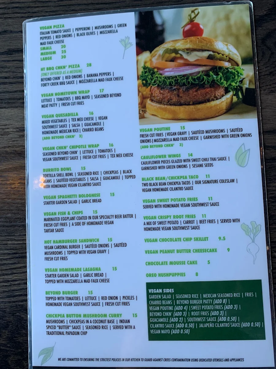 Menu, Hometown Sports Grill