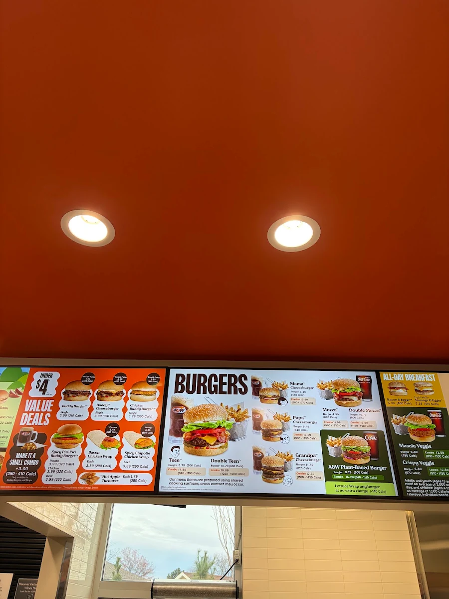 Menu, A&W Canada