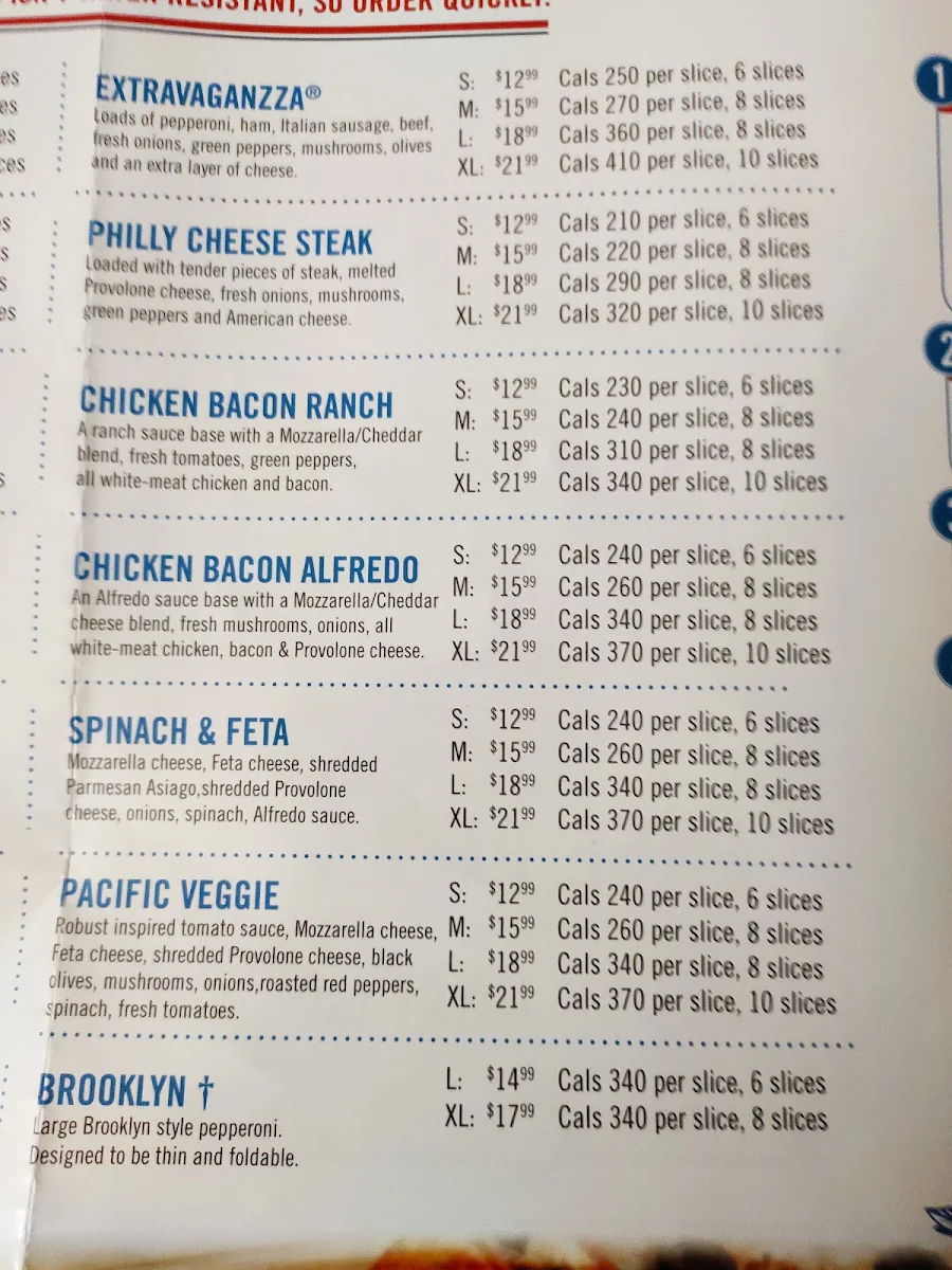 Menu, Domino's Pizza