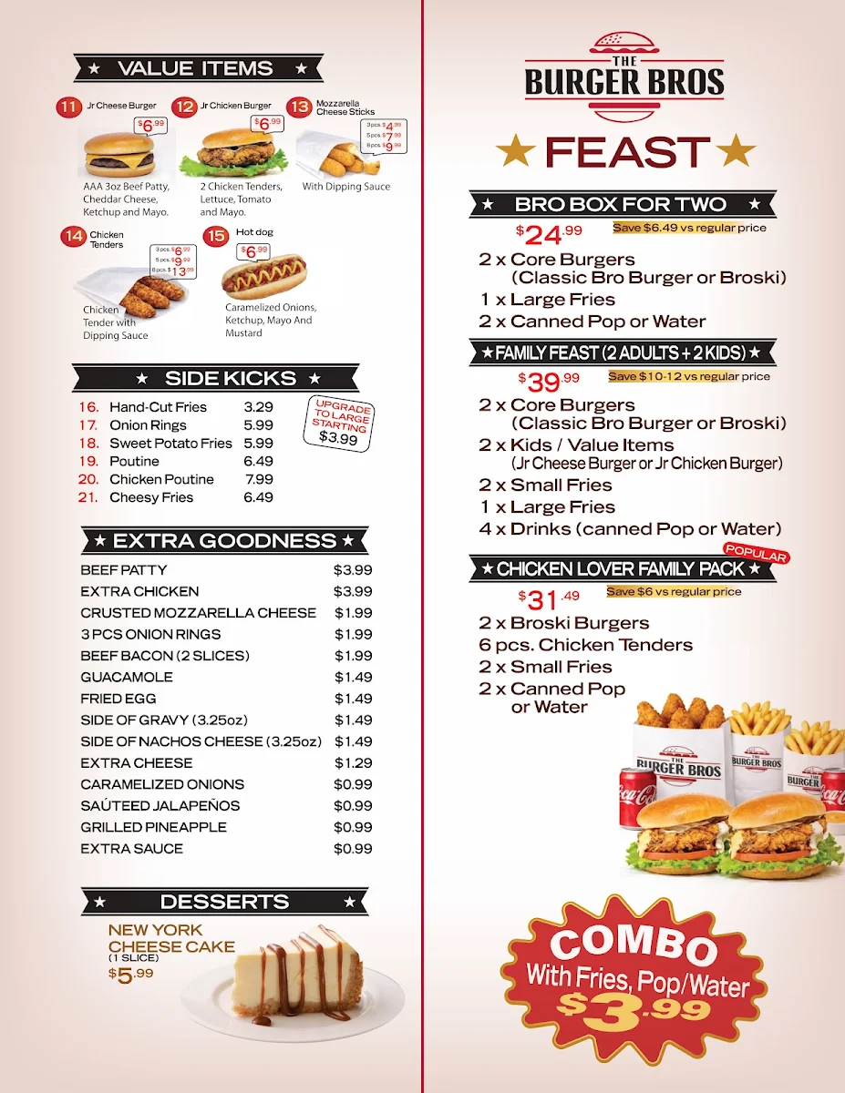 Menu, The Burger Bros (BLOOR)