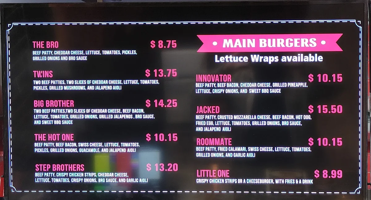 Menu, The Burger Bros (BLOOR)