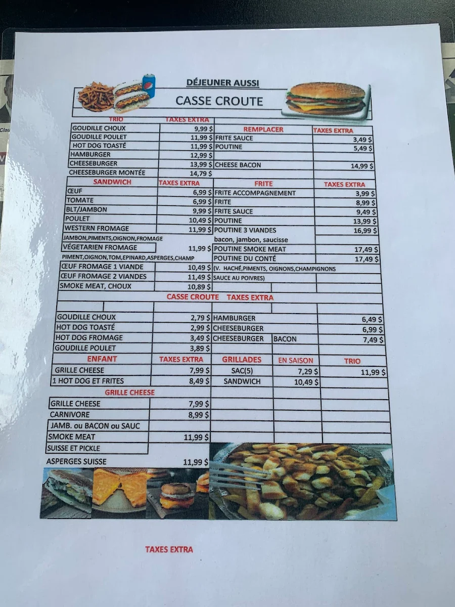 Menu, Resto de la Montée