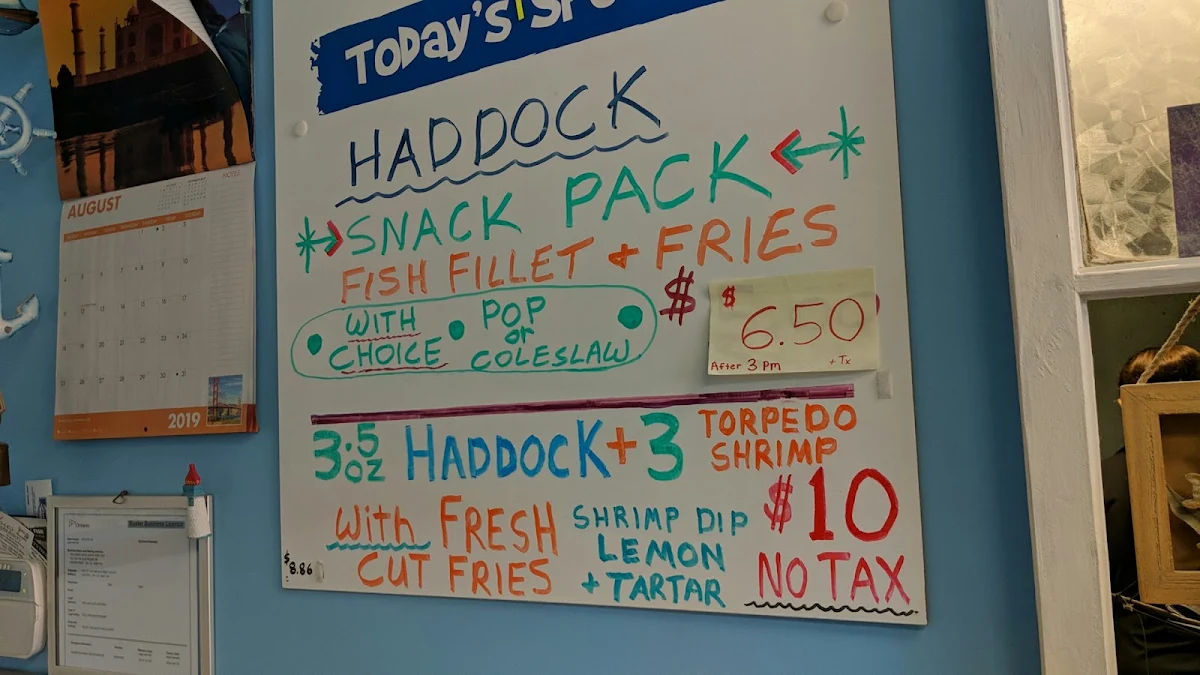 Menu, William's Fish & Chips Take-Out