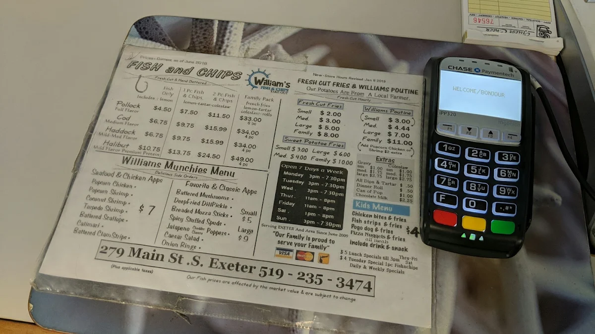 Menu, William's Fish & Chips Take-Out