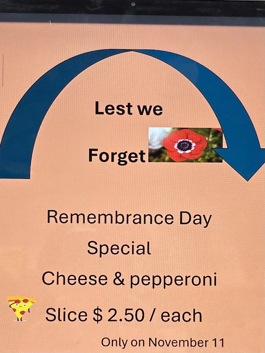 Menu, Gino's Pizza