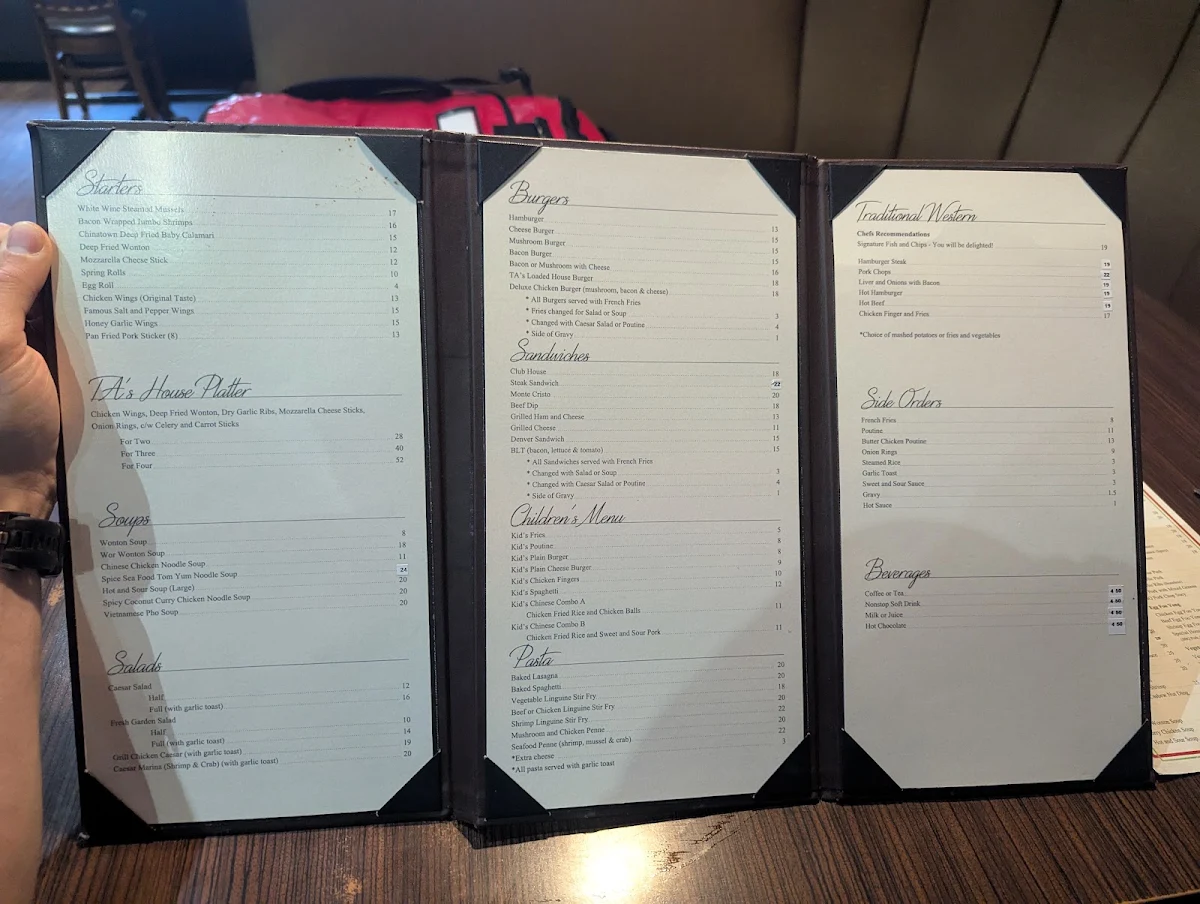 Menu, TA's Asian Grill & Steakhouse