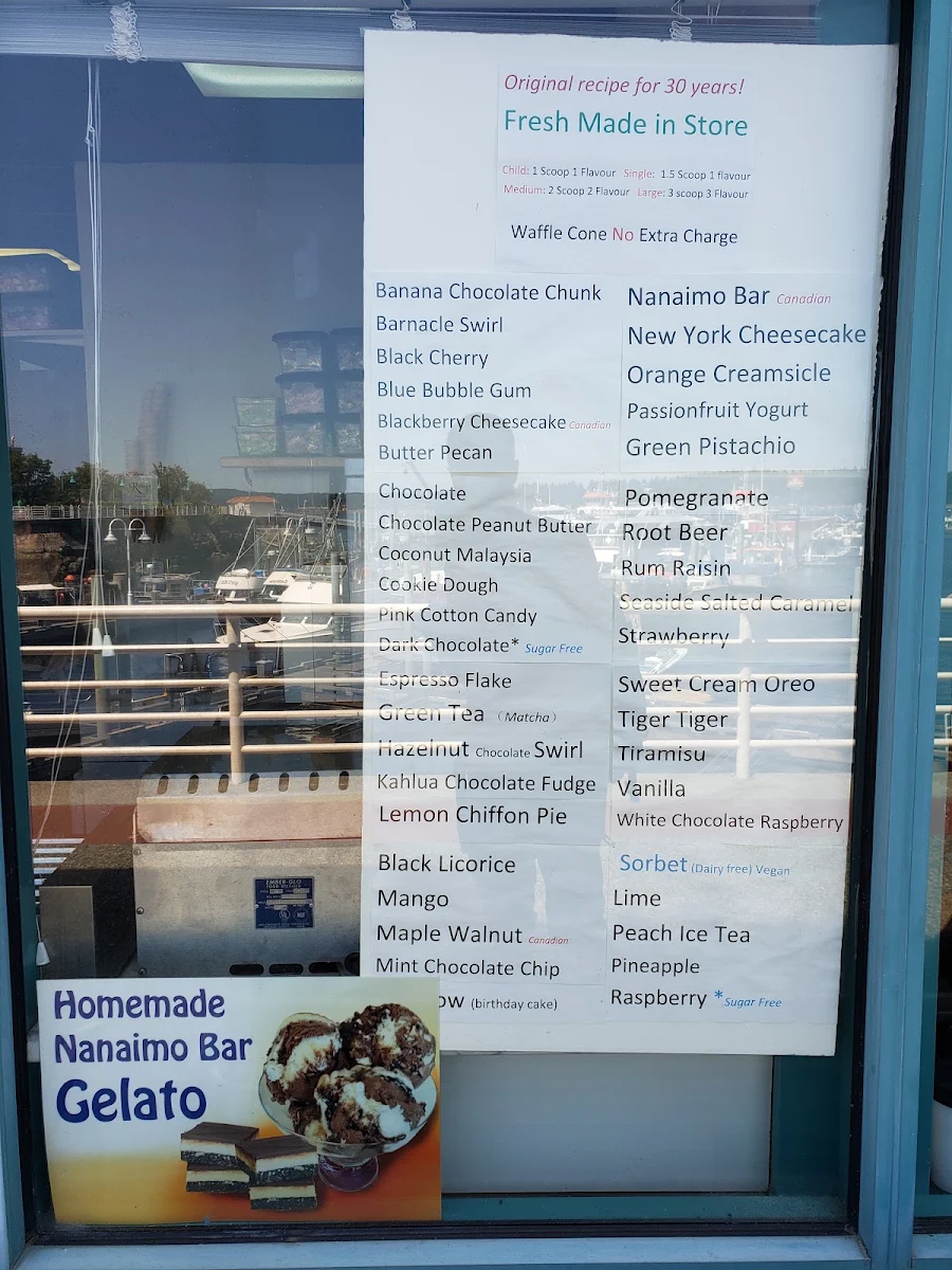 Menu, Waterfront Confections