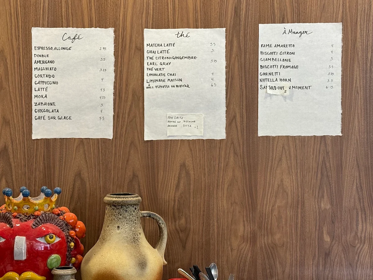Menu, FAME CAFÉ