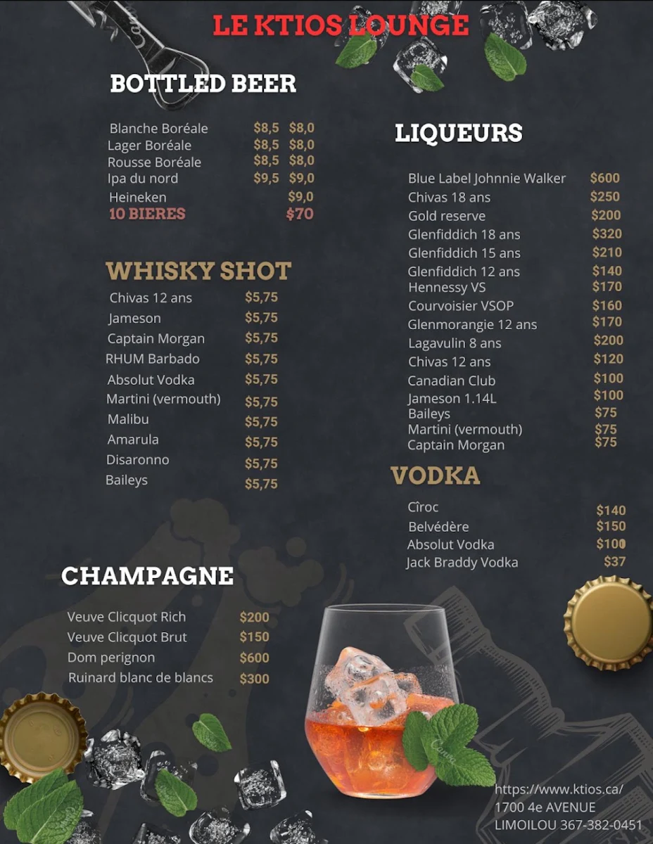 Menu, KTIOS LOUNGE inc