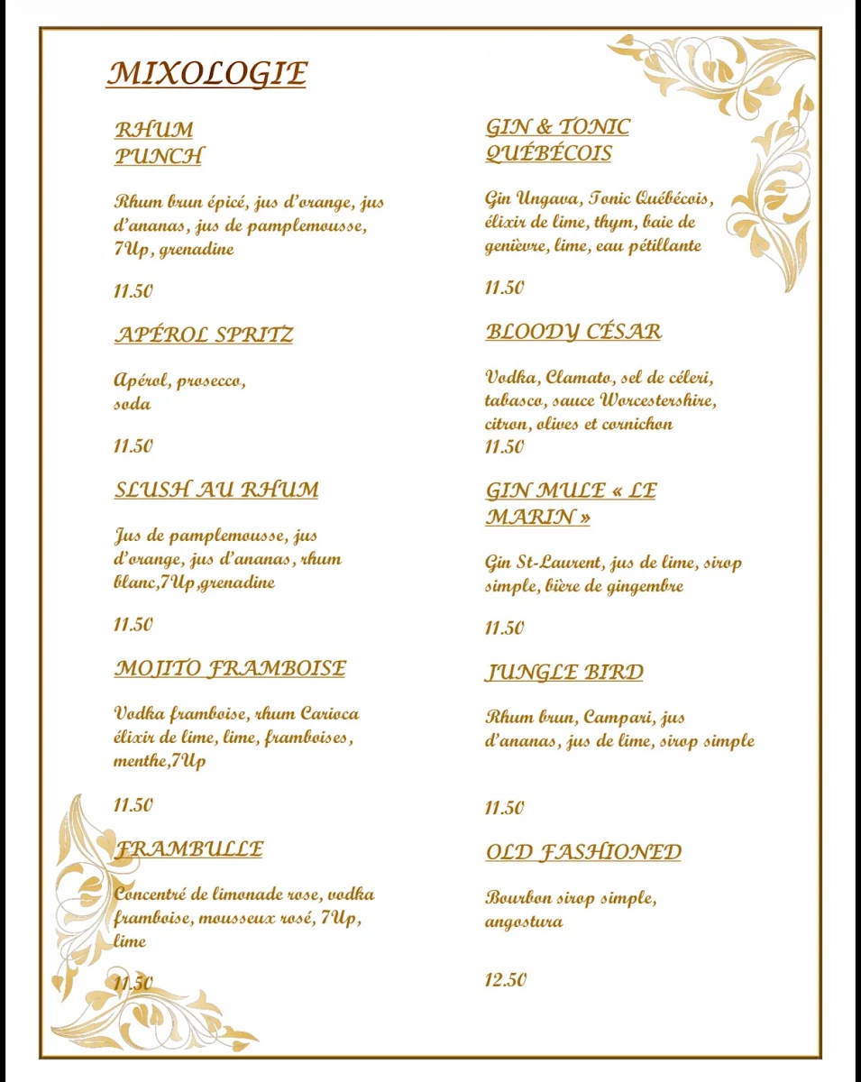 Menu, Cafe Bistro OK