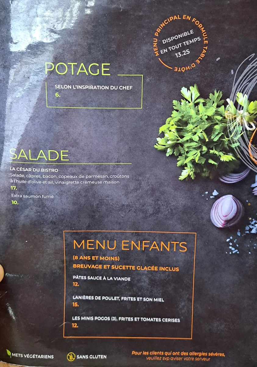 Menu, Cafe Bistro OK