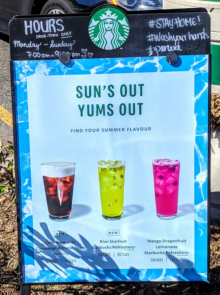 Menu, Starbucks Coffee Company