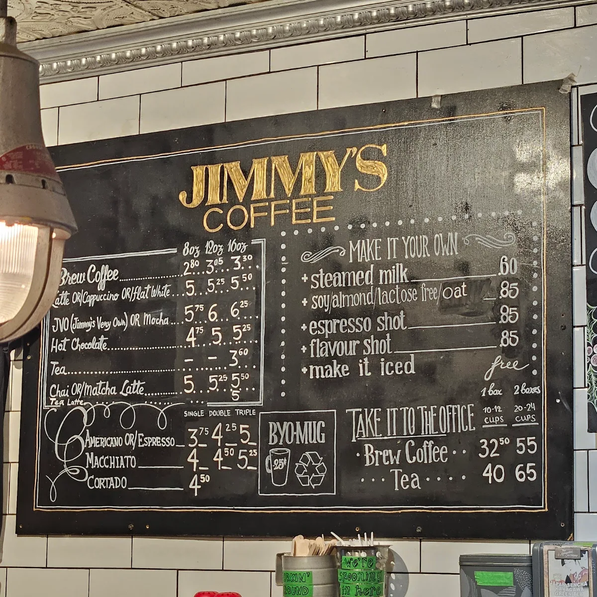 Menu, Jimmy's Coffee