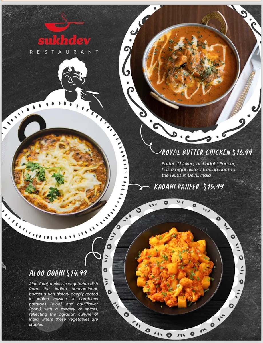 Menu, Sukhdev Indian Restaurant